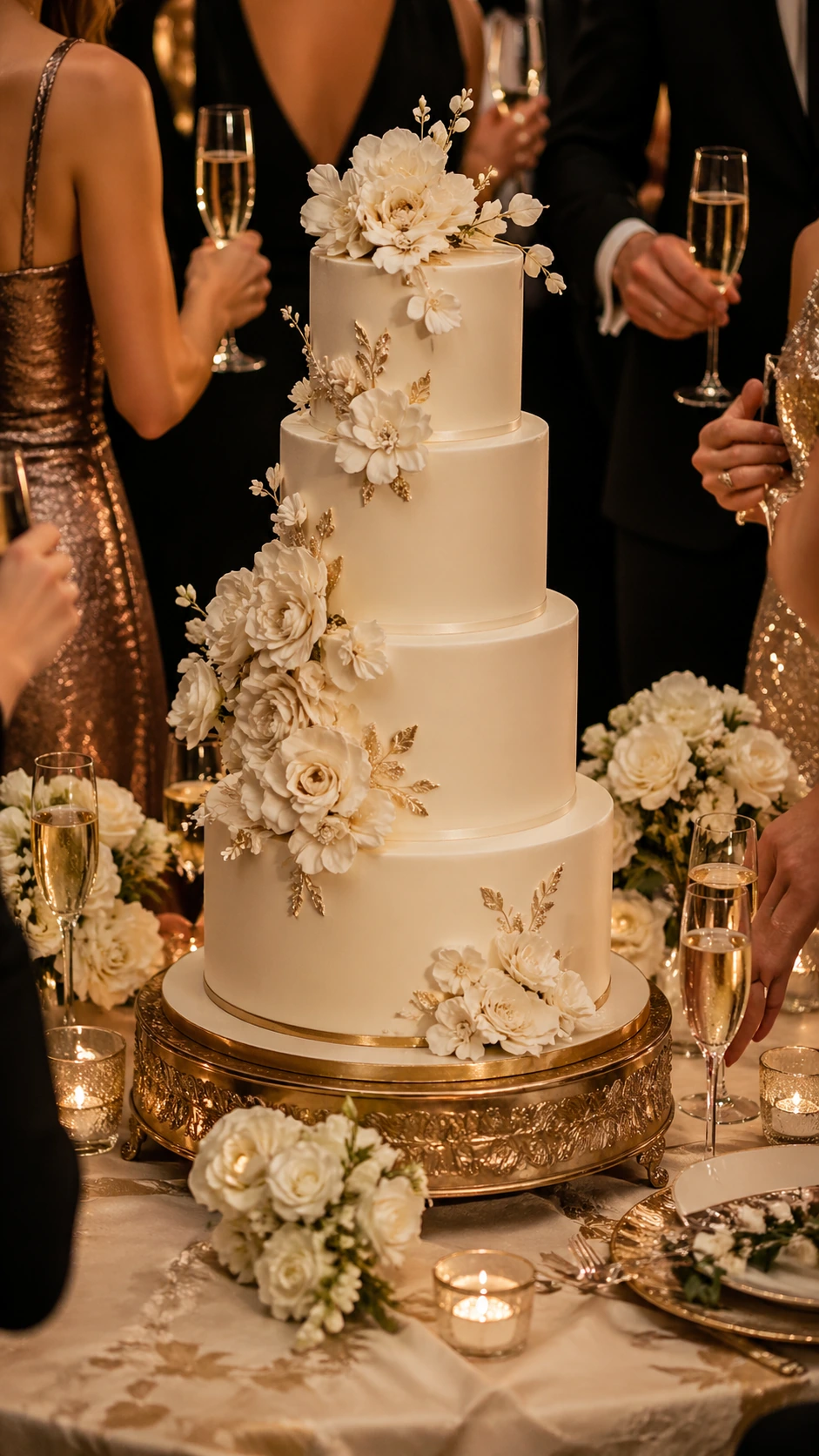 Luxury white floral wedding cake