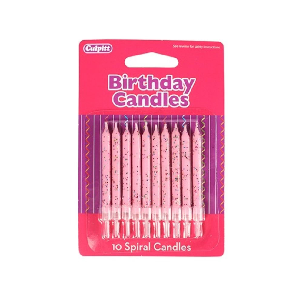 Glitter Birthday Candles Pack Pink Alex's Bakery