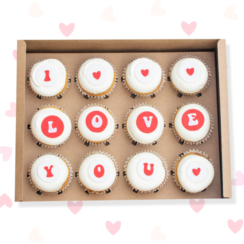 "I Love You" cupcakes