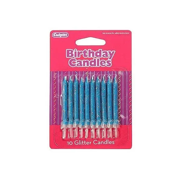 Glitter Birthday Candles Pack - Blue