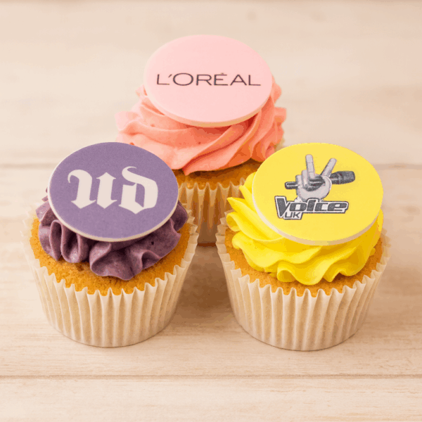 Colour Matched Corporate Cupcakes with Logo