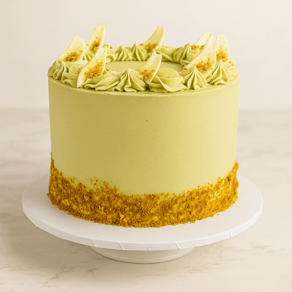 White Choc and Pistachio Cake