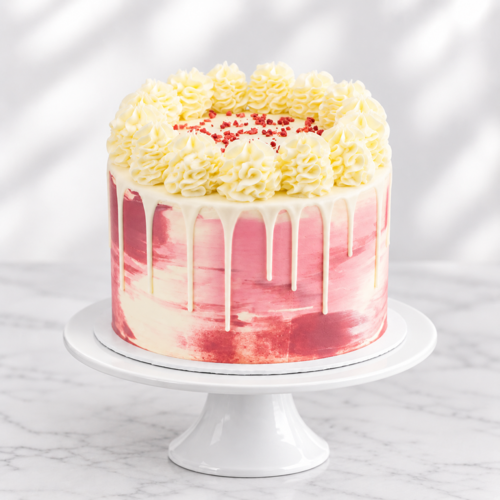 White Choc & Raspberry Cake