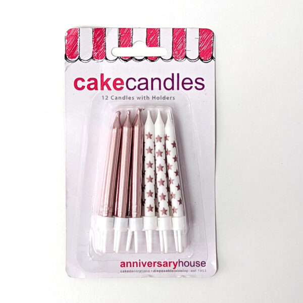 Glitter Birthday Candles Pack - Rose Golden / White