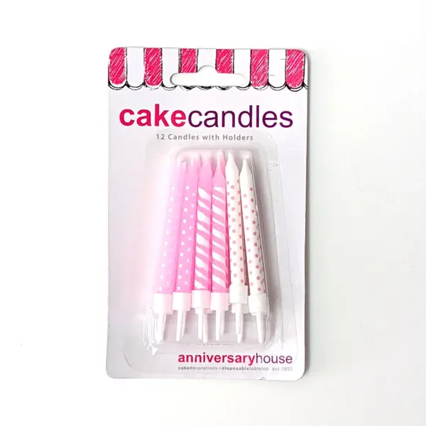 Glitter Birthday Candles Pack - Pink / Stripes