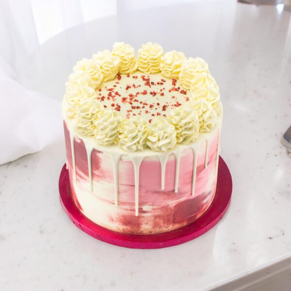 White Choc & Raspberry Cake