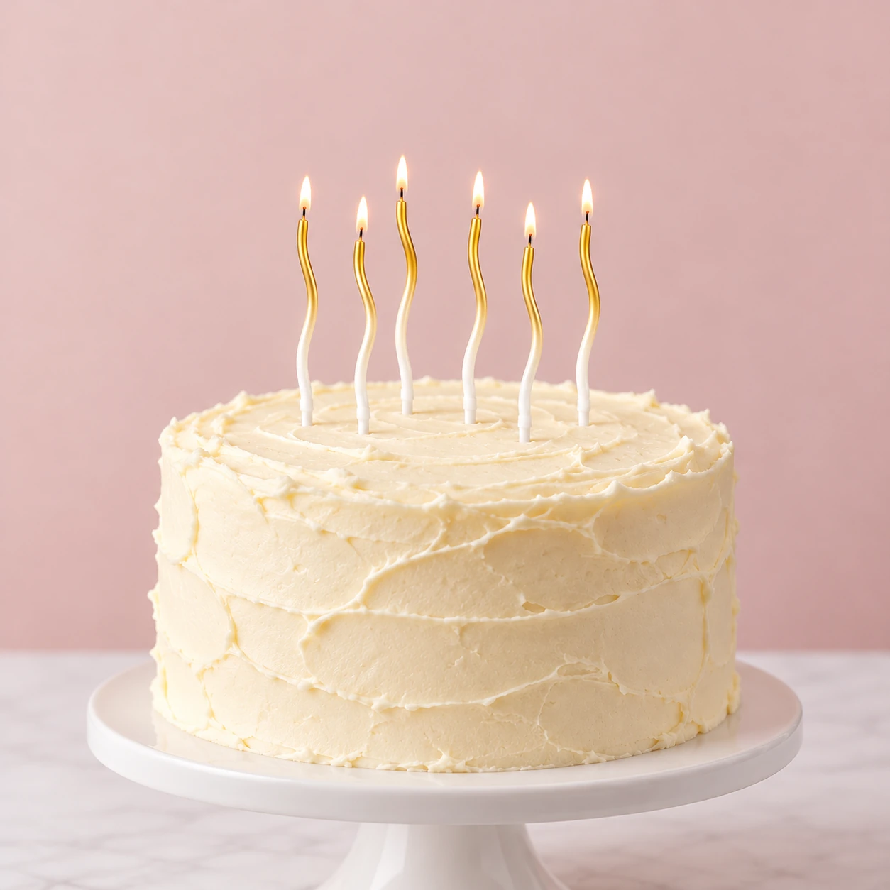 Gold Ombré Wave Candles – Box of 6 - six realistically sized candles on a cake