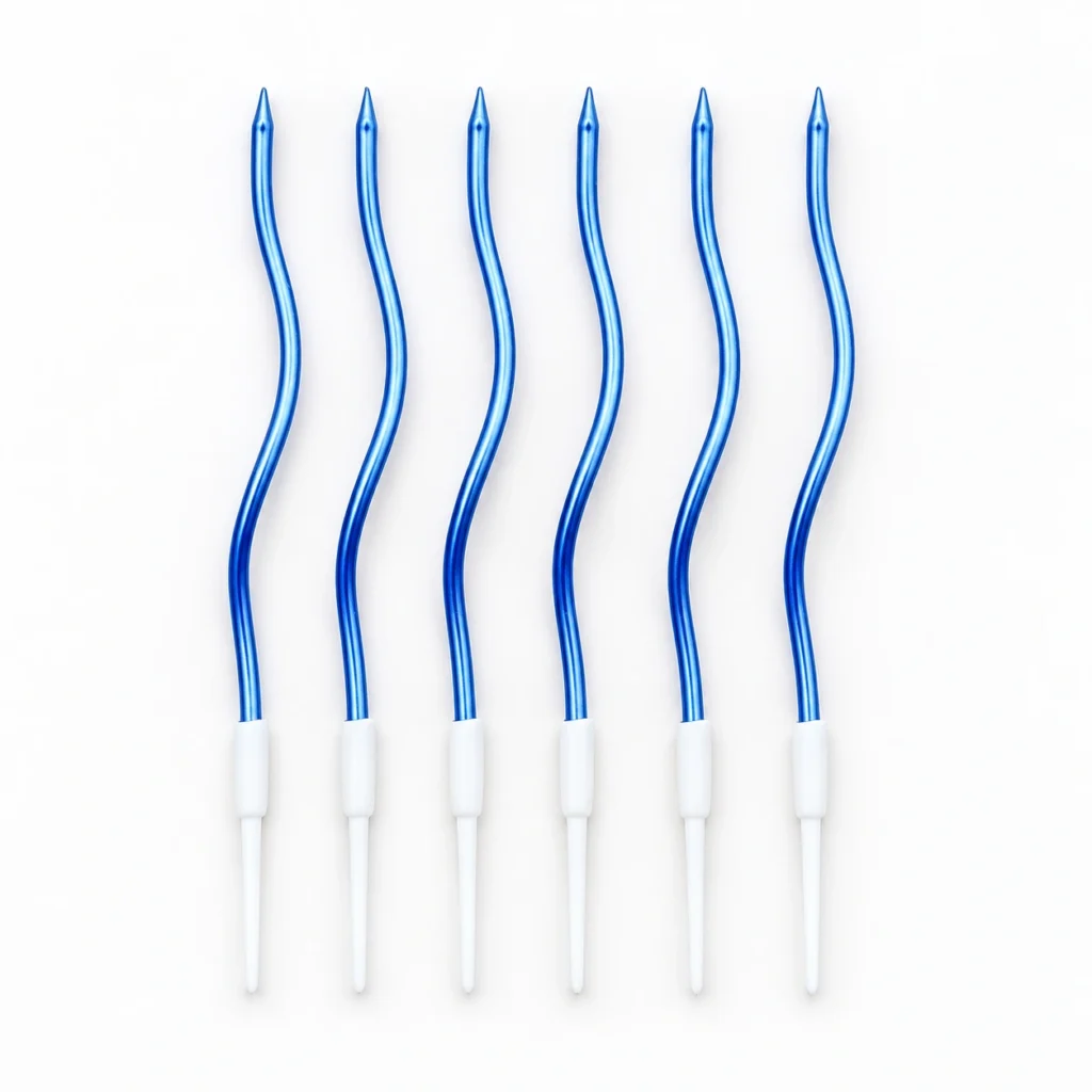 Metallic Blue Wave Candles – Box of 6