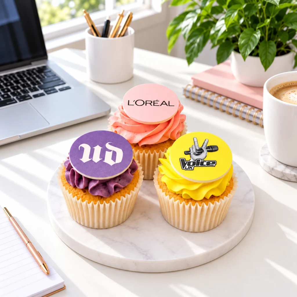 Colour Matched Corporate Cupcakes with Logo